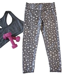 Terez Women's Activewear Pants Size Medium Silver Gray Stars Cropped Leggings